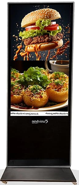 Nextview 55 Inch Digital Signage Floormount with Wheel Black 4K NVSG4K55BW